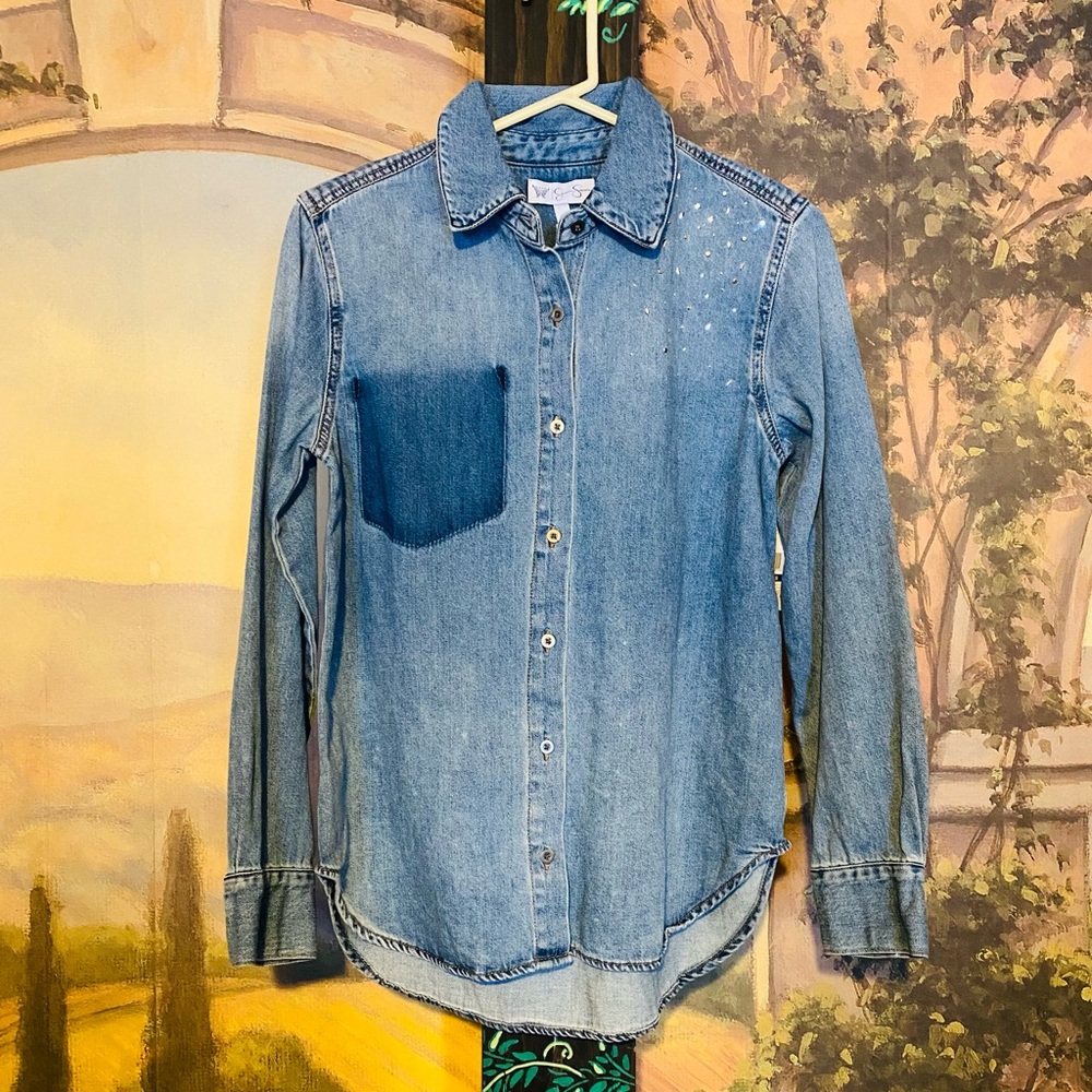 Jessica Simpson Denim Button Top